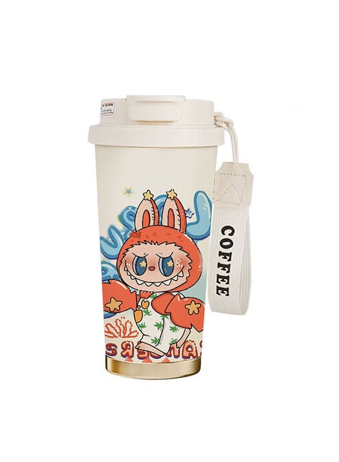 general Cartoon labubu coffee cup 316 stainless steel vacuum flask high-value female portable water cup car accompanying cup - Image 1