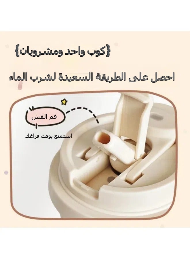 general Cartoon labubu coffee cup 316 stainless steel vacuum flask high-value female portable water cup car accompanying cup - Image 5