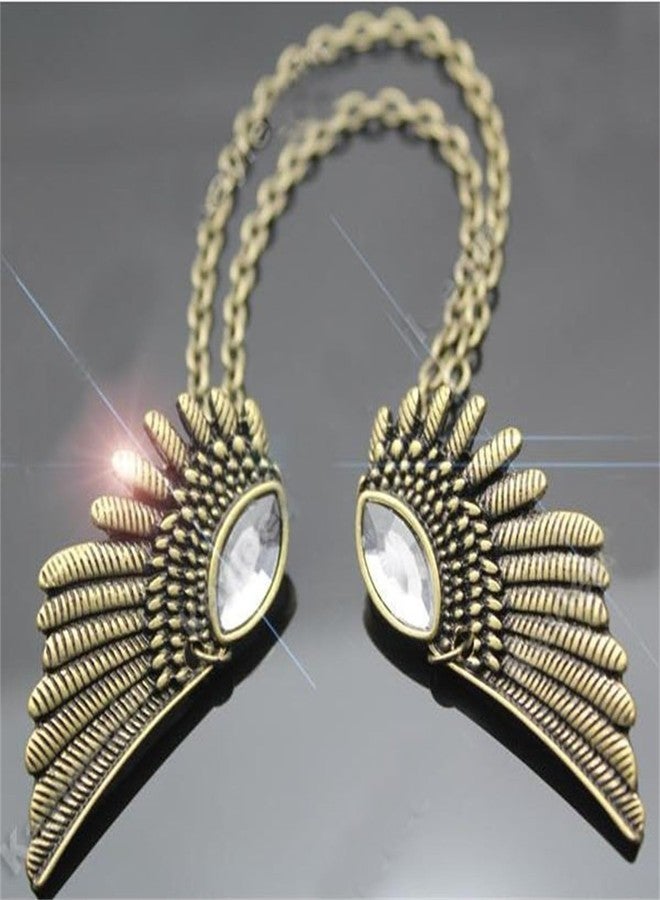 WCRAZYE Angle Wing Long Chain Brooch for Women Men's Sweater Shawl Chain Clips Cardigan Collar Holder Brooch Pins Tassel Chain Metal Feather Brooch/Collar Pin/Lapel Pins Clip Wedding Fancy Clothing Accessories Gift (Brown) - Image 5