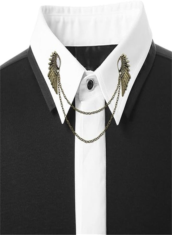 WCRAZYE Angle Wing Long Chain Brooch for Women Men's Sweater Shawl Chain Clips Cardigan Collar Holder Brooch Pins Tassel Chain Metal Feather Brooch/Collar Pin/Lapel Pins Clip Wedding Fancy Clothing Accessories Gift (Brown) - Image 3