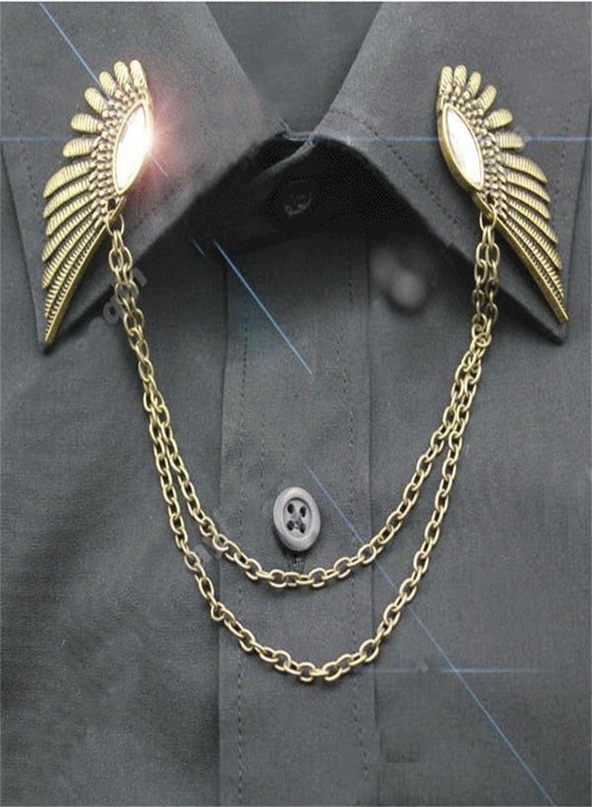 WCRAZYE Angle Wing Long Chain Brooch for Women Men's Sweater Shawl Chain Clips Cardigan Collar Holder Brooch Pins Tassel Chain Metal Feather Brooch/Collar Pin/Lapel Pins Clip Wedding Fancy Clothing Accessories Gift (Brown) - Image 4
