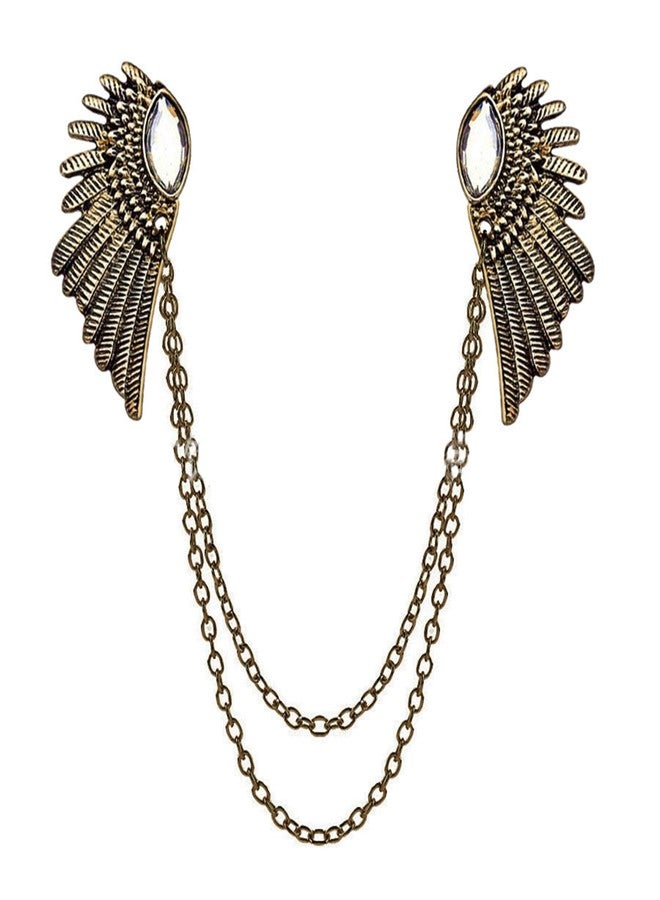 WCRAZYE Angle Wing Long Chain Brooch for Women Men's Sweater Shawl Chain Clips Cardigan Collar Holder Brooch Pins Tassel Chain Metal Feather Brooch/Collar Pin/Lapel Pins Clip Wedding Fancy Clothing Accessories Gift (Brown) - Image 1