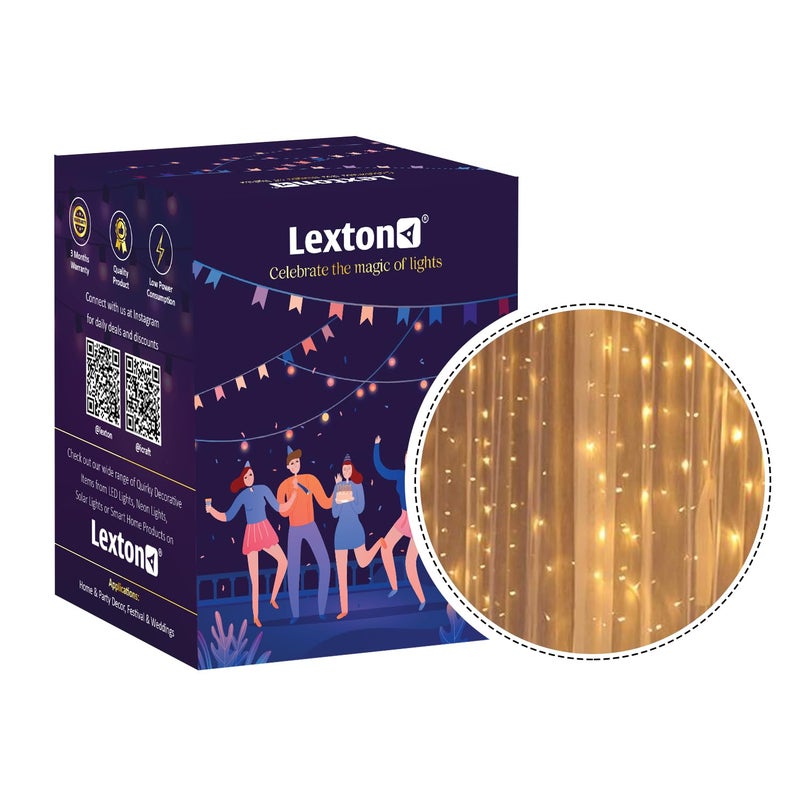 Lexton Lexton 190 Led 98 Feet Curtain Lights Fairy String Lights with 8 Modes for Decoration Warm White 1 Standard Lex190led98  - Image 2
