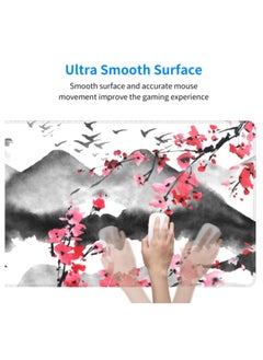 Excefore Japanese Cherry Blossom Gaming Mouse Pad, 31.5 X 11.8 Inch XL Pink Watercolor Design Mousepad Extended Large Laptop Keyboard Mouse Mat Non-Slip Rubber Base with Stitched Edges for Home Office  - Image 5
