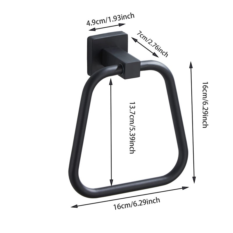 bluebyrne Matte Black Towel Ring for Bathroom, Kitchen Bath Towel Holder Hangers Wall Mount Heavy Duty Stainless Steel - Image 5