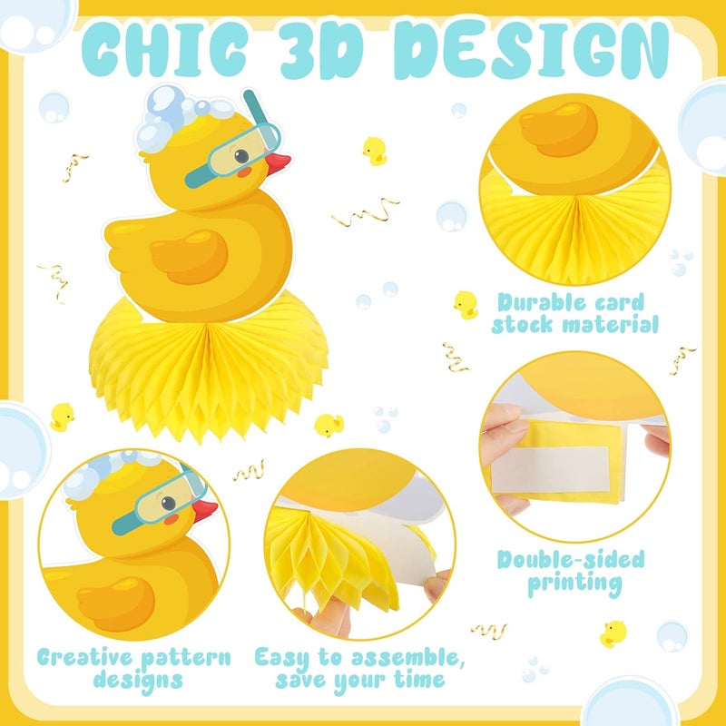 Teling تزيينات عيد ميلاد البط 12 قطعة زرقاء من المطاط زينة مركزية على شكل خلية نحل لحفلة عيد ميلاد الفتاة وحفلة استقبال المولود وديكورات لالتقاط الصور - Image 4