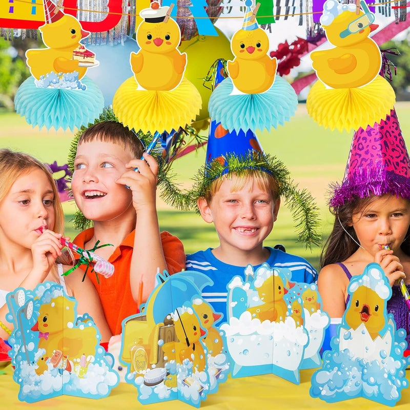 Teling تزيينات عيد ميلاد البط 12 قطعة زرقاء من المطاط زينة مركزية على شكل خلية نحل لحفلة عيد ميلاد الفتاة وحفلة استقبال المولود وديكورات لالتقاط الصور - Image 5