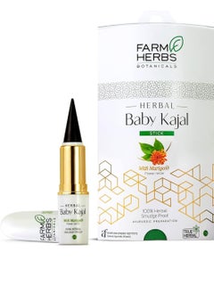 Herbal Farmherbs 100% Herbal All Natural Baby Kajal Stick  Certified Lead Free Irritation Free Premium Olive Wax With  Organic Marigold Smudgeproof  Preservative Free  Chemical Free  - Image 1