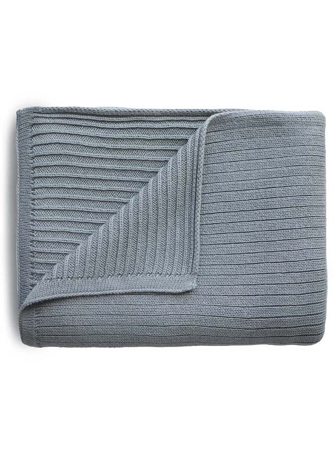 Mushie Knitted Baby Blanket Ribbed Smoke - Image 1