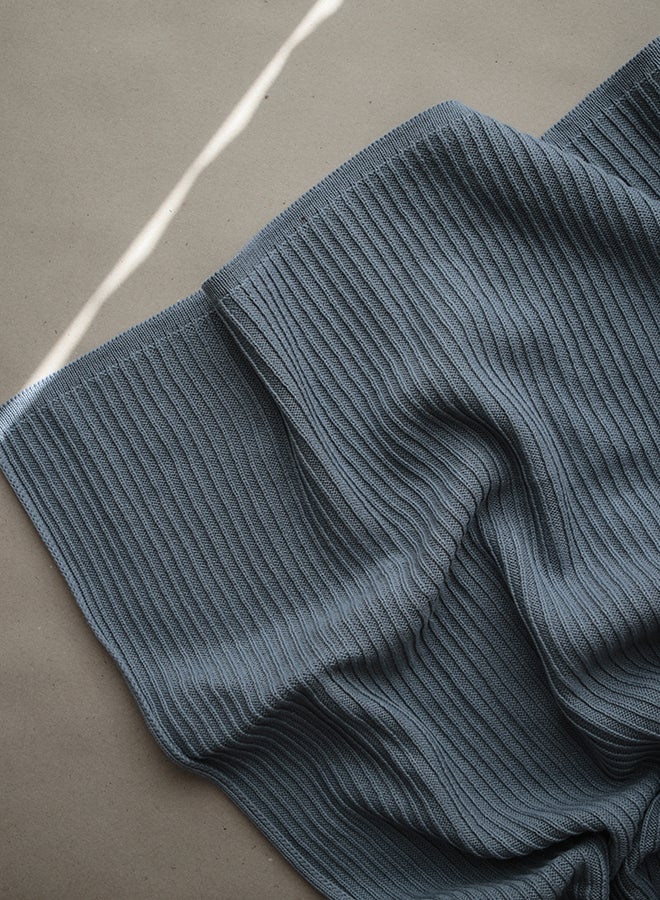 Mushie Knitted Baby Blanket Ribbed Smoke - Image 5
