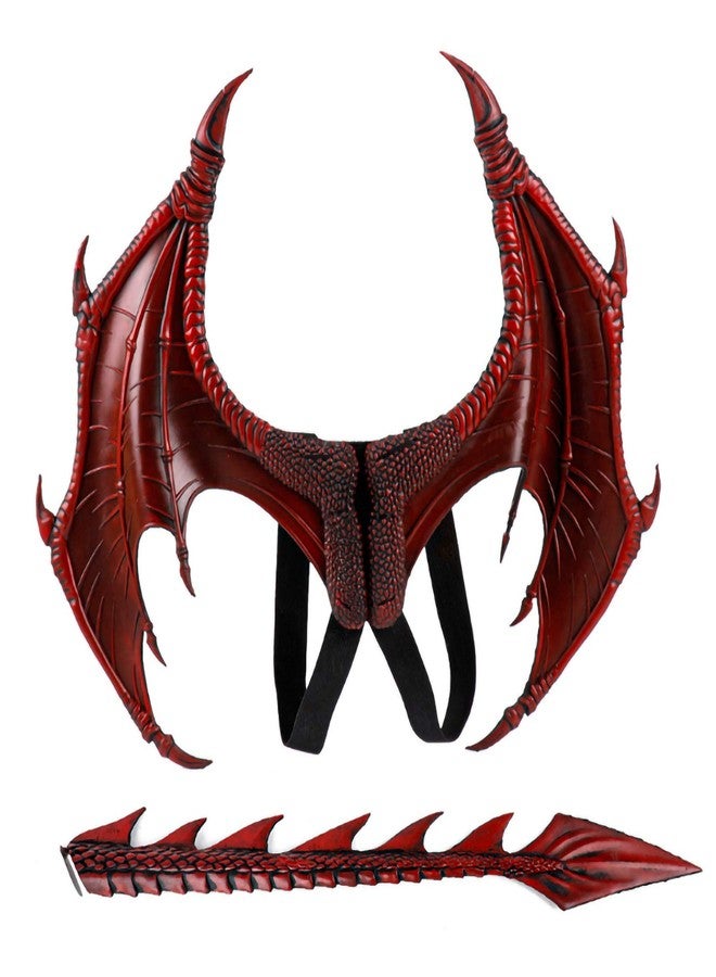 MANO Halloween Dragon Costume Cosplay Carnival Wings Tail Accessory for Kids（Red） - Image 1