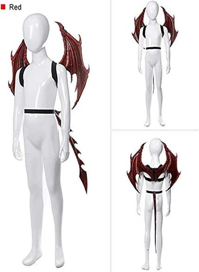 MANO Halloween Dragon Costume Cosplay Carnival Wings Tail Accessory for Kids（Red） - Image 3