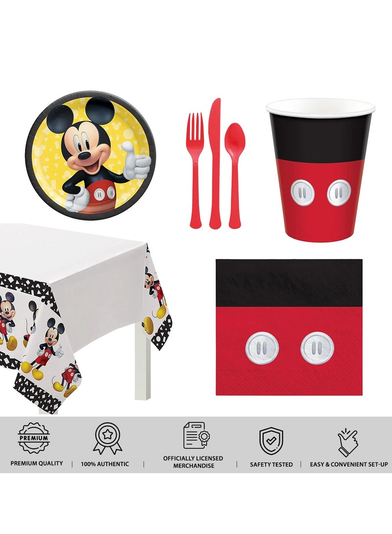 Amscan Mickey Forever, 57 Piece Tableware Party Supplies, Includes Napkins, Plates, Cups, Cutlery And Tablecover, Multicolor, For 8 Guests - Image 2
