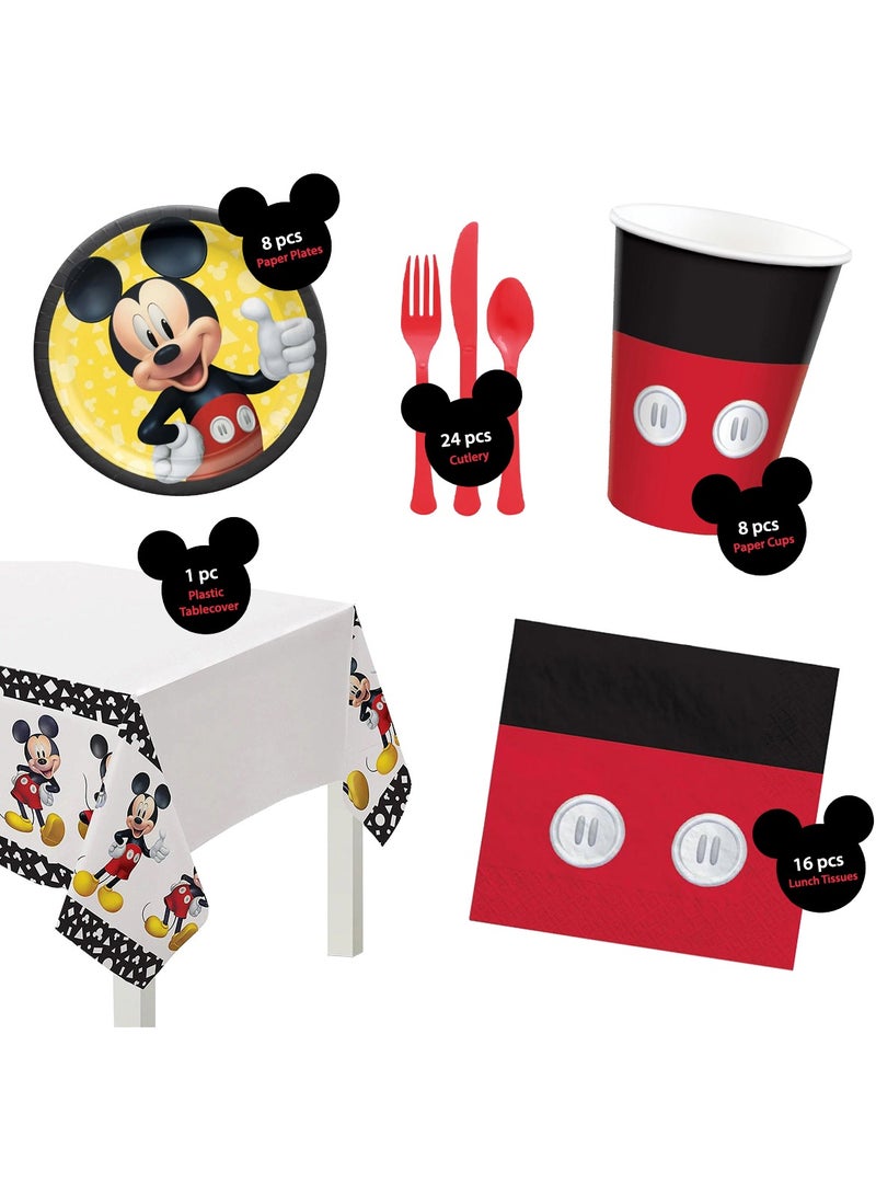 Amscan Mickey Forever, 57 Piece Tableware Party Supplies, Includes Napkins, Plates, Cups, Cutlery And Tablecover, Multicolor, For 8 Guests - Image 3