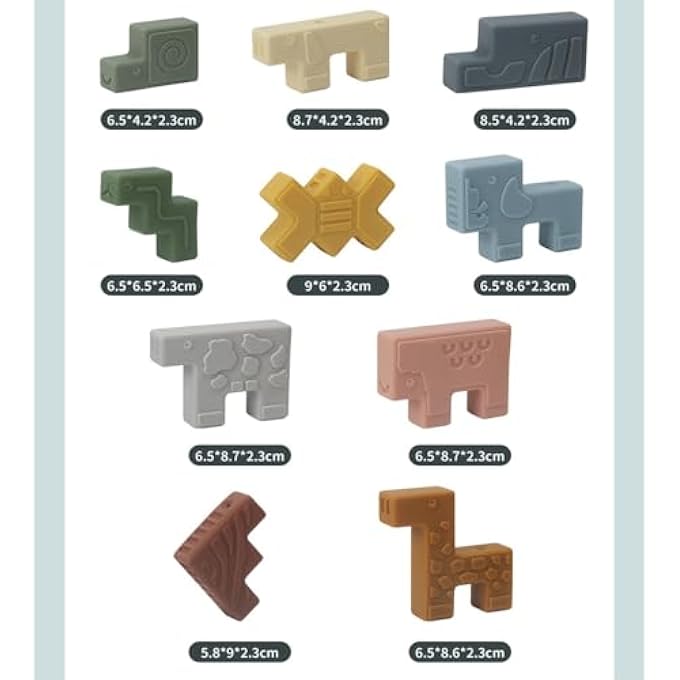 كتل الأطفال كتل بناء ناعمة ألعاب أطفال عضاضات لعبة | ألعاب تعليمية | ألعاب كتل بناء للتكديس للأطفال من 0-3-6-9-12 شهر ولد بنت | 10 قطعة - Image 5