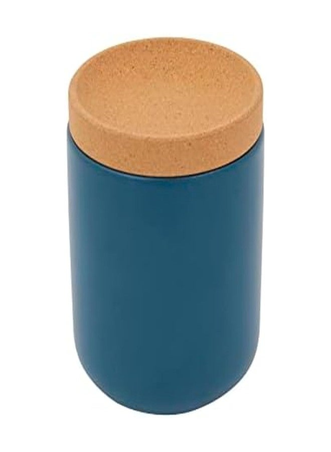 Kamenstein Ceramic and Cork Breathable Garlic Keeper to Allow Air Flow for Freshness, Stackable Space Saving Cork Lid, Natural Cork and Teal Ceramic - Image 1