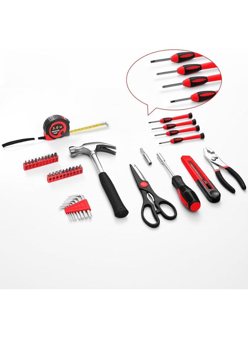 LBMT 39-Piece Household Tools Kit, Red Home Tool Set with Storage Case,Basic Home Tool Set with Storage Case, General Hand Tool Kit for home repairs, Garage Office College Dormitory Use,DIY projects - Image 3