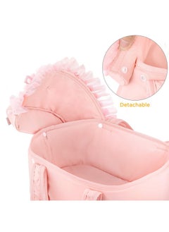 GAGAKU GAGAKU Baby Doll Bassinet, Doll Carrier Doll Carry Cot Set with Canopy and Pillow Blanket for 9 10 11 12 Inch Dolls Stuffed Animals - Pink  - Image 4