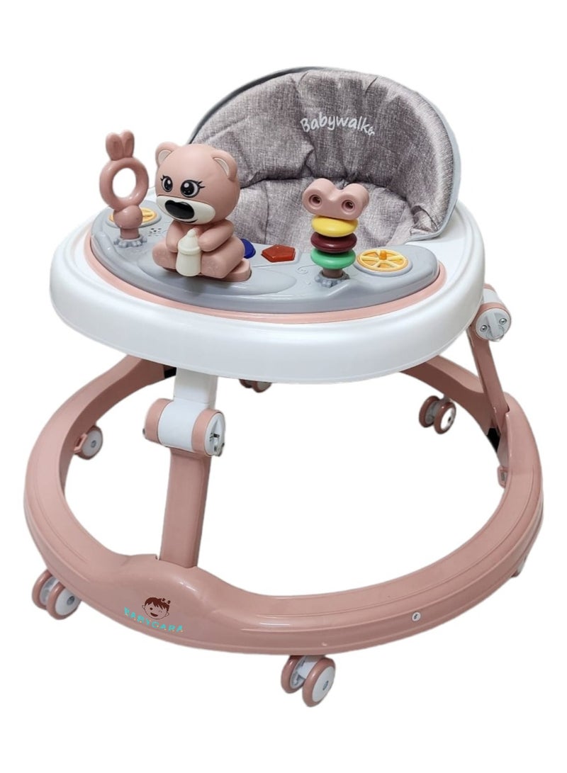 بيبي كارا مشاية أطفال قابلة للطي مع موسيقى دائرية، 4 مقاعد قابلة للتعديل - Image 1