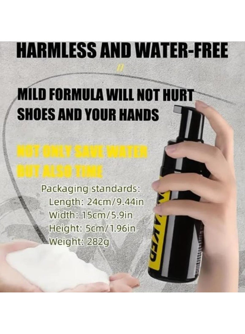 مجموعة تنظيف الأحذية 3 في 1، مجموعة تنظيف الأحذية للأحذية الرياضية، منظف أحذية رياضية رغوي خالٍ من الماء، 5.3 أونصة مع فرشاة أحذية وقماش أحذية يعمل على معظم الأحذية - Image 2