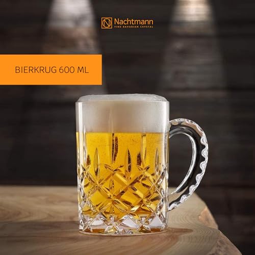 Nachtmann Noblesse Collection Beer Mug with Handle - 21.2oz Clear Crystal Glass | Elegant Big Drinking Cup for Beer Lovers, Home Bar Accessories | Dishwasher Safe - Image 2
