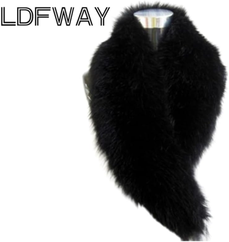 LDFWAY Long Men Women Faux Fur Collar Winter Warm Wrap Stole Scarf Shawl Shrug - Image 2