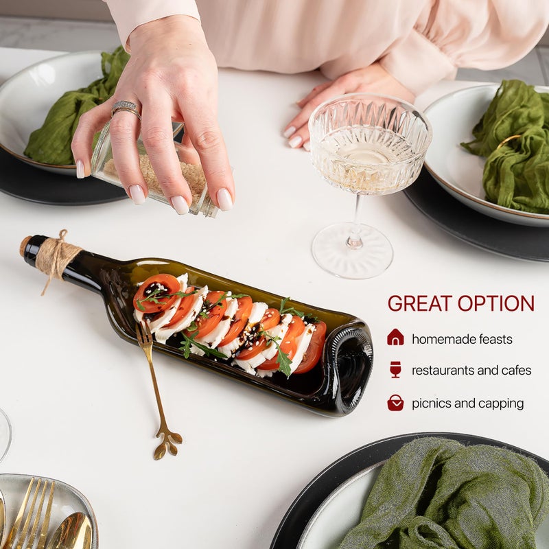 Glasiko world Melted Wine Bottle Serving Boards; Decorative Rectangle Serving Trays for Home Decor; Small Cheese Platter Serving Board; Unique Cheese and Cracker Tray for Dinner Party - Image 5