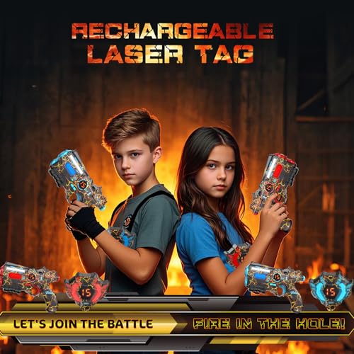 VATOS مجموعة فاتو rechargeable للعبة الليزر للاعبين 2 بتردد 24GHz بيانات متزامنة بالكامل 2 مسدس 2 سترة حساسات أفكار ألعاب عيد ميلاد رائعة مسدس لعبة الليزر للأطفال والمراهقين والبالغين للأنشطة العائلية في الهواء الطلق - Image 5