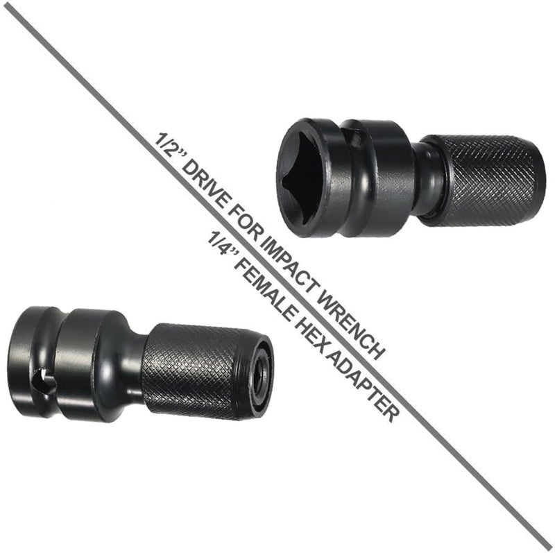 AS TOOLS SHOP 12 Ratchet Socket Adapter Set Impact Wrench Adapter 12 Inch Square to 14 Inch Hex Female Drill Chuck Converter Socket Adapter - Image 4