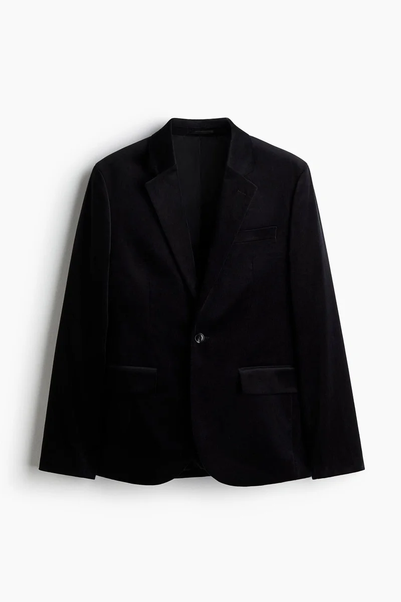 H&M  Regular Fit Single-breasted velvet jacket for Men | Best Price UAE