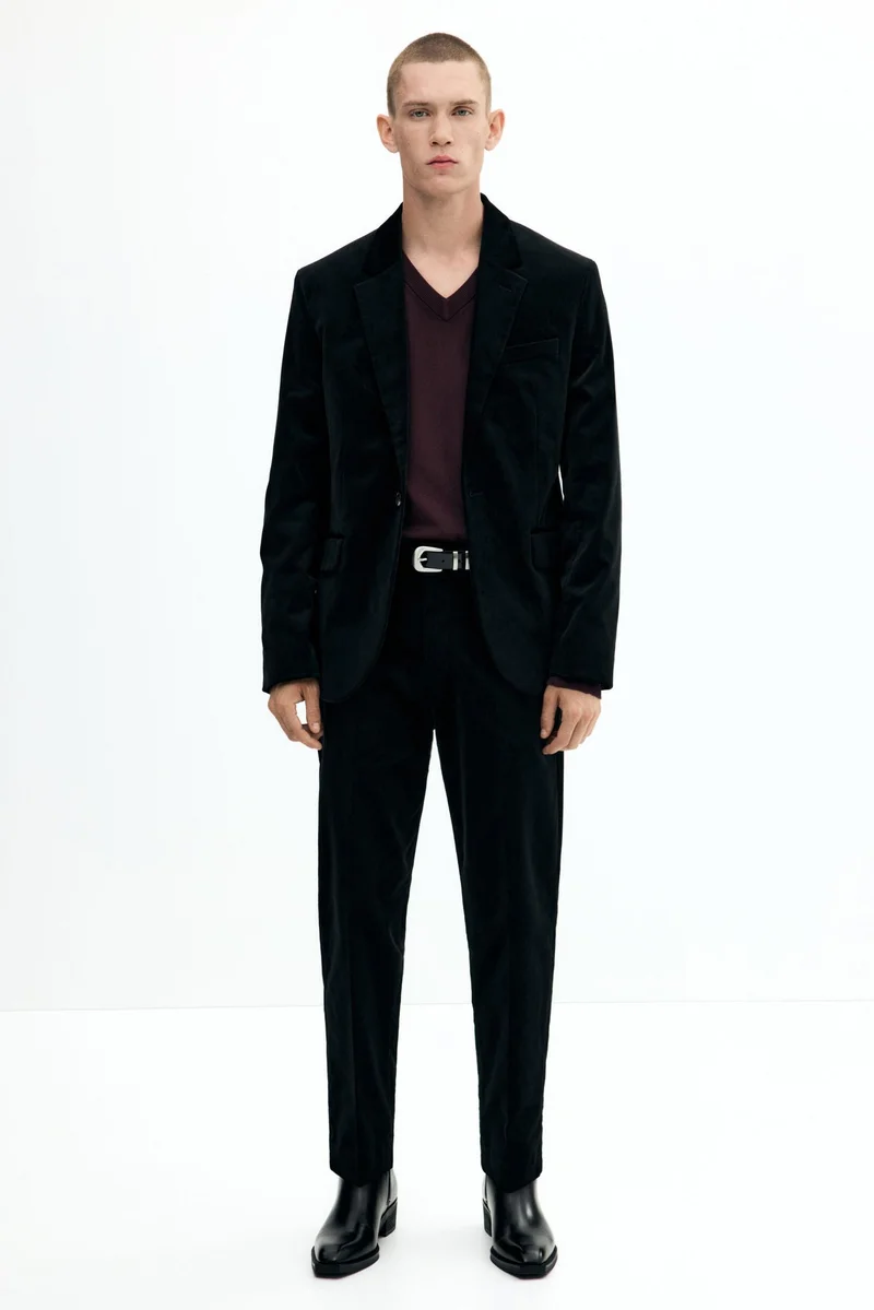 H&M Regular Fit Single-breasted velvet jacket