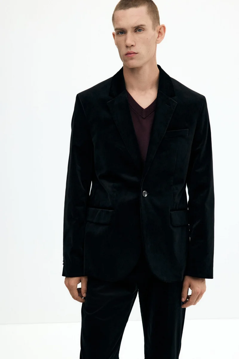 H&M Regular Fit Single-breasted velvet jacket