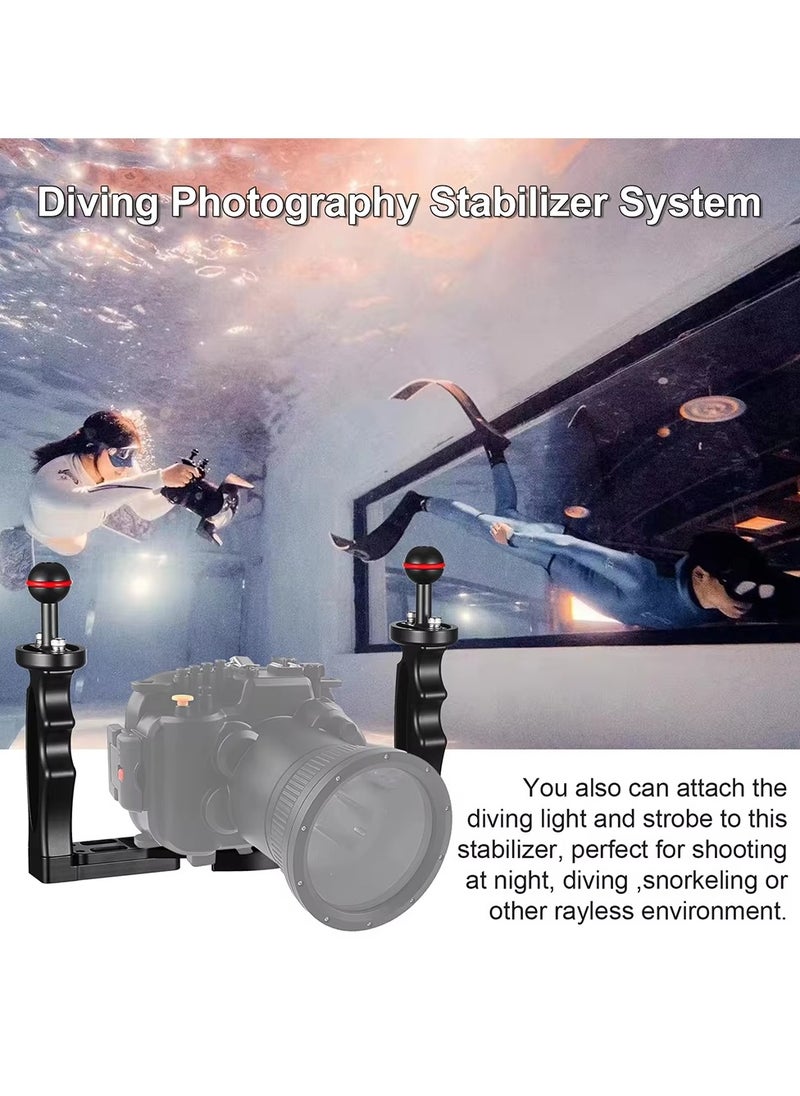 Adjustable Dual Handle Diving Stabilizer Tray Underwater Housing Mount Holder for GoPro Canon Sony DSLR Camera Smartphone