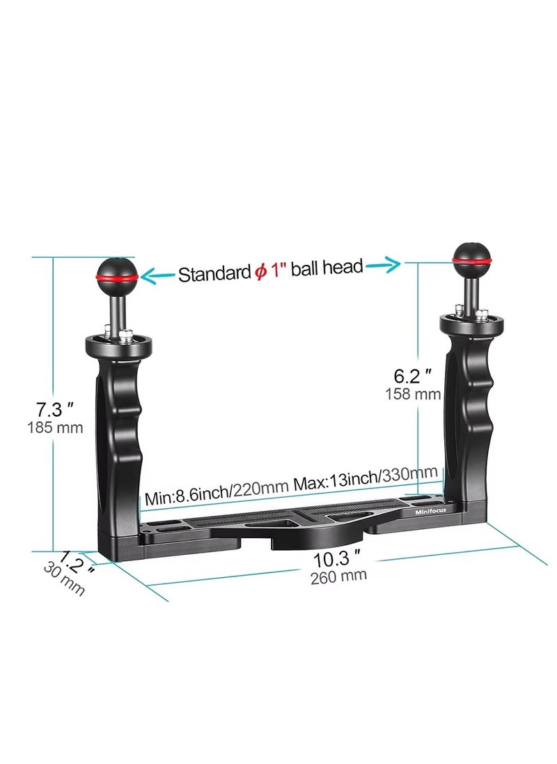 Adjustable Dual Handle Diving Stabilizer Tray Underwater Housing Mount Holder for GoPro Canon Sony DSLR Camera Smartphone