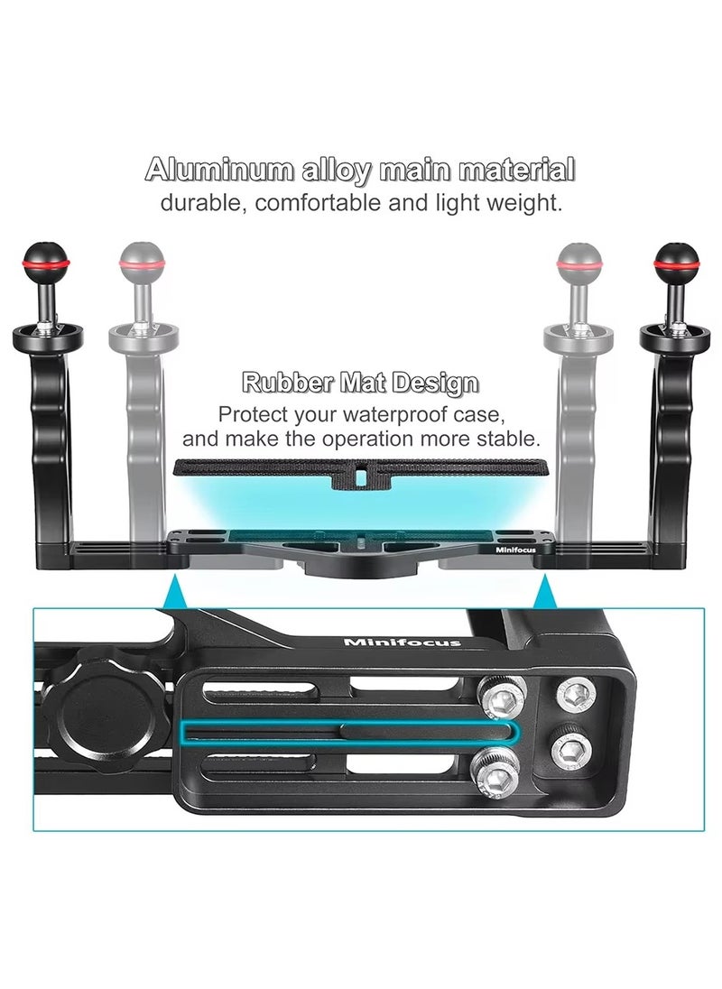 Adjustable Dual Handle Diving Stabilizer Tray Underwater Housing Mount Holder for GoPro Canon Sony DSLR Camera Smartphone