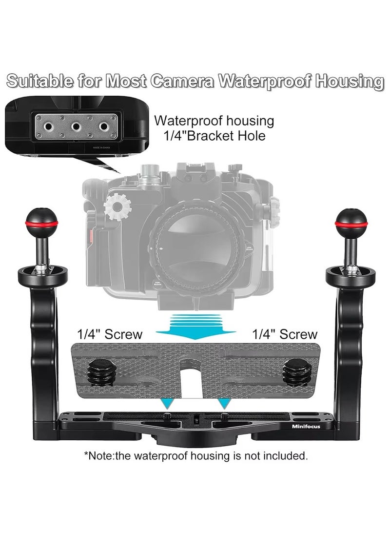 Adjustable Dual Handle Diving Stabilizer Tray Underwater Housing Mount Holder for GoPro Canon Sony DSLR Camera Smartphone