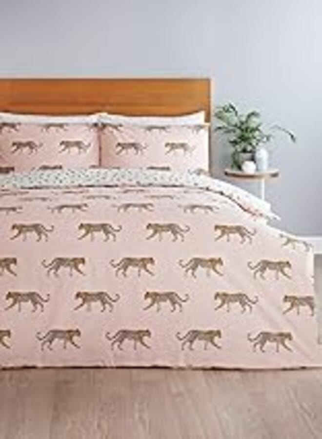 Matalan Pink Leopard Print Duvet Cover, Single Size, Multi Color