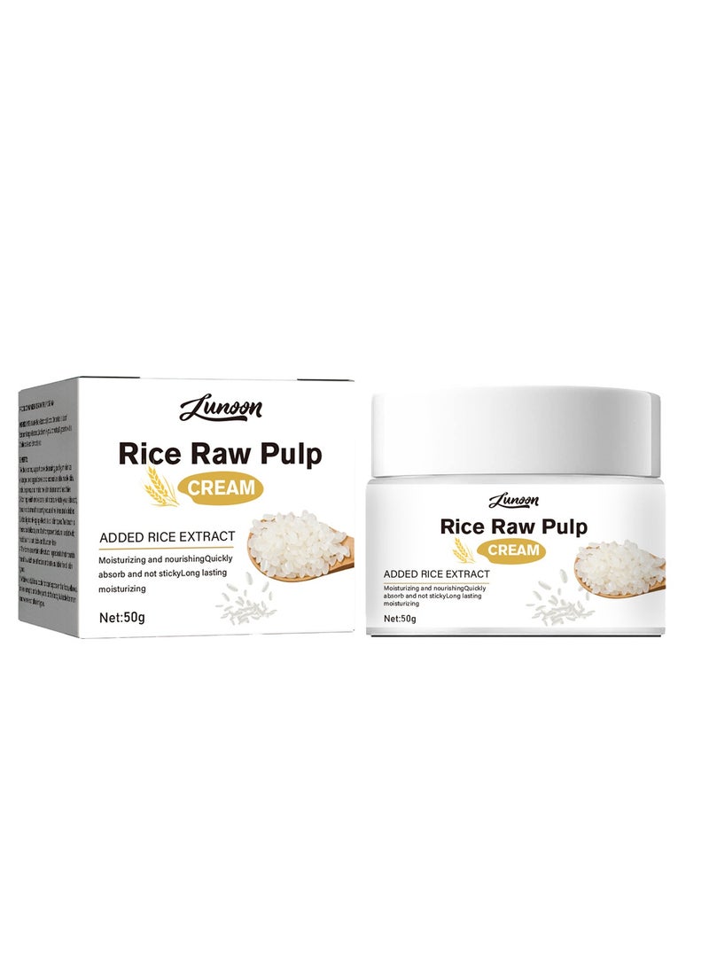 LUNOON Rice Raw Pulp Face Cream, Anti Aging Face Moisturizer Face Cream, Anti Wrinkle Face Cream, Skin Lightening Cream, Natural Rice Face Moisturiser, Moisturizer Anti-Wrinkle Shrink Pores 50g - Image 1