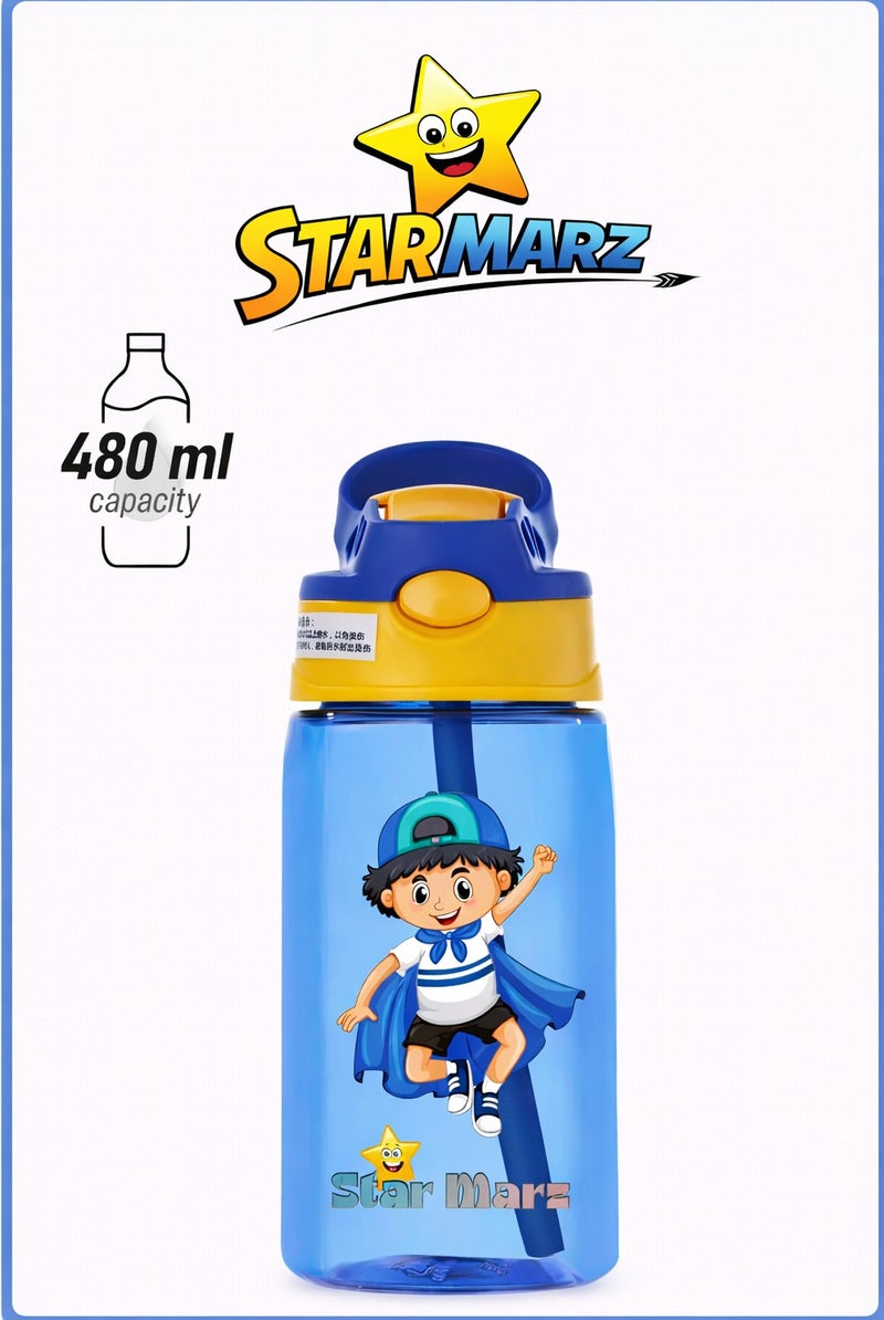 ستارمارز زجاجة مياه ستارمارز سيبر للأطفال - زجاجة مياه كرتونية مضادة للتسرب للبنات (480 مل) أزرق - Image 1