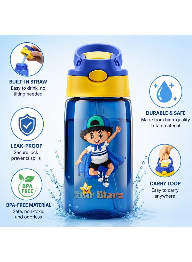 Starmarz Sipper Bottle for Kids - Anti-leak Cartoon Kids Water Bottle for Girls (480 ML) Blue - Image 5