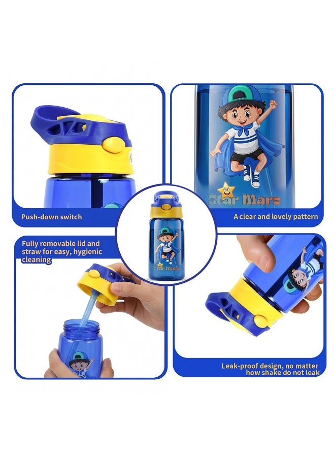 Starmarz Sipper Bottle for Kids - Anti-leak Cartoon Kids Water Bottle for Girls (480 ML) Blue - Image 3
