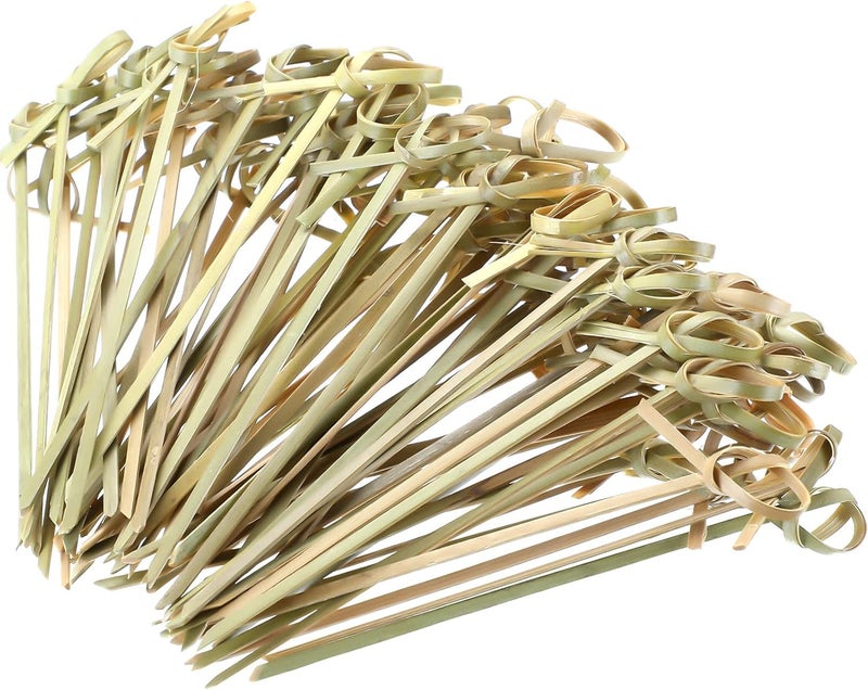 Nuogo 1000 Pcs Bamboo Cocktail Picks 4.13 Inch Bamboo Skewers Fruit Toothpicks for Appetizers Drink Garnish Sticks Handmade Food Pick with Looped Knot for Party Bar Snacks Sandwiches Drinks - Image 1