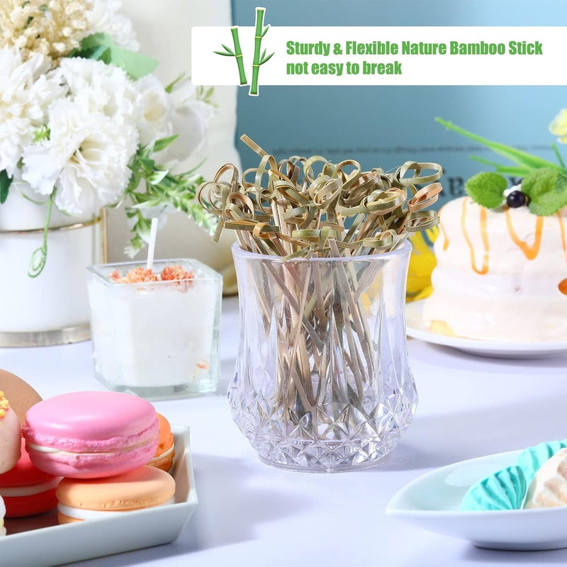 Nuogo 1000 Pcs Bamboo Cocktail Picks 4.13 Inch Bamboo Skewers Fruit Toothpicks for Appetizers Drink Garnish Sticks Handmade Food Pick with Looped Knot for Party Bar Snacks Sandwiches Drinks - Image 4