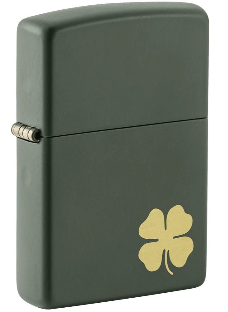 Zippo ولاعة مقاومة للرياح بلون أخضر غير لامع على شكل زهرة البرسيم ذات أربع أوراق - Image 1