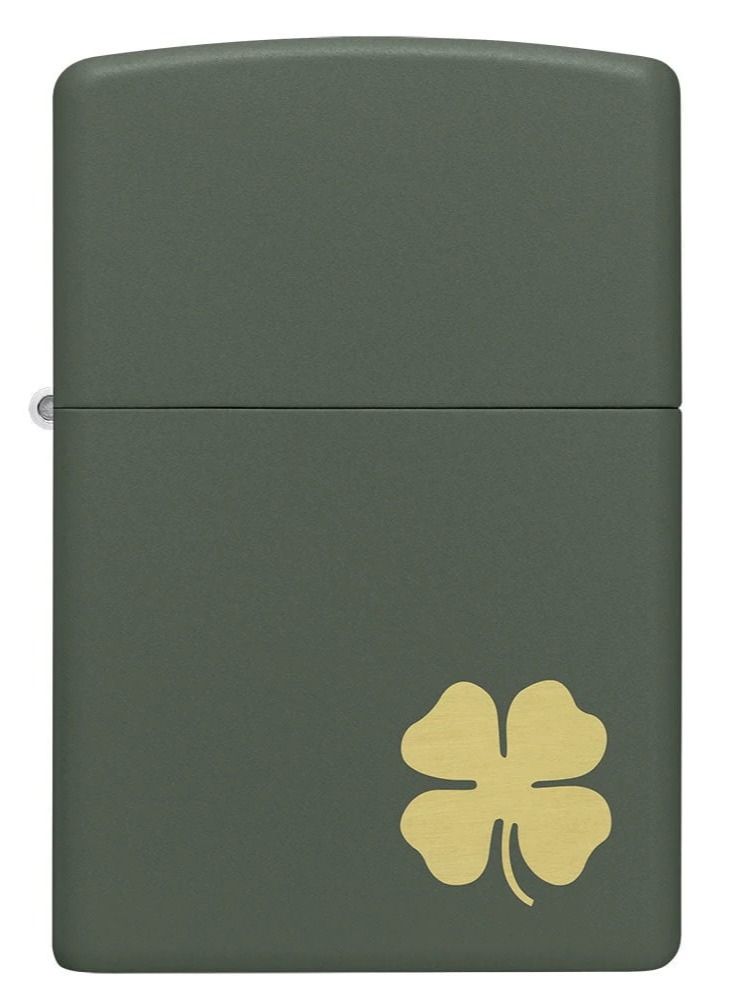 Zippo ولاعة مقاومة للرياح بلون أخضر غير لامع على شكل زهرة البرسيم ذات أربع أوراق - Image 2