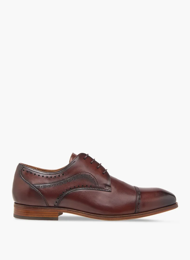 DUCHINI Men's Cutout Detail Derby Shoes with Lace-Up Closure