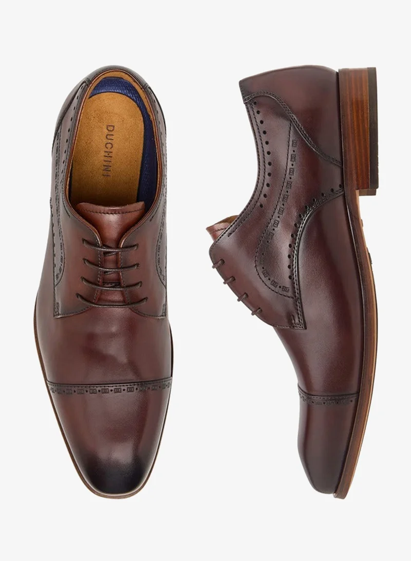 DUCHINI Men's Cutout Detail Derby Shoes with Lace-Up Closure