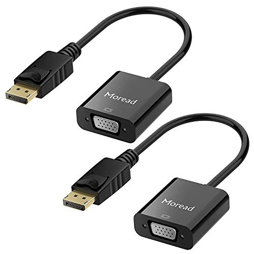 Moread DisplayPort (DP) to VGA Adapter, 2 Pack, Gold-Plated Display Port to VGA Adapter (Male to Female) Compatible with Computer, Desktop, Laptop, PC, Monitor, Projector, HDTV - Black - Image 1