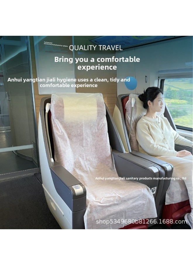 Generic Disposable Non-woven Fabric Protective Cushion Travel Bacteria Isolation Dirty Cushion Aircraft Seat Cover High-speed Train Car Seat Cover-Color:Cushion Cover + 1 Pair Of Armrest Covers  - Image 4
