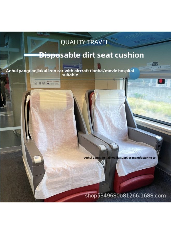 Generic Disposable Non-woven Fabric Protective Cushion Travel Bacteria Isolation Dirty Cushion Aircraft Seat Cover High-speed Train Car Seat Cover-Color:Cushion Cover + 1 Pair Of Armrest Covers  - Image 2